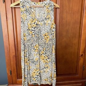 LOFT Sleeveless Floral Dress Yellow XS
